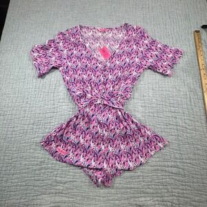 NWT Simply Southern Paisley Romper Women's Medium Short Sleeves Shorts Waist Tie
